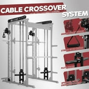 RitFit M1 Smith Machine with Cable Crossover System, Multi-function Squat Rack Power Cage for Home Gym, Power Rack and Packages