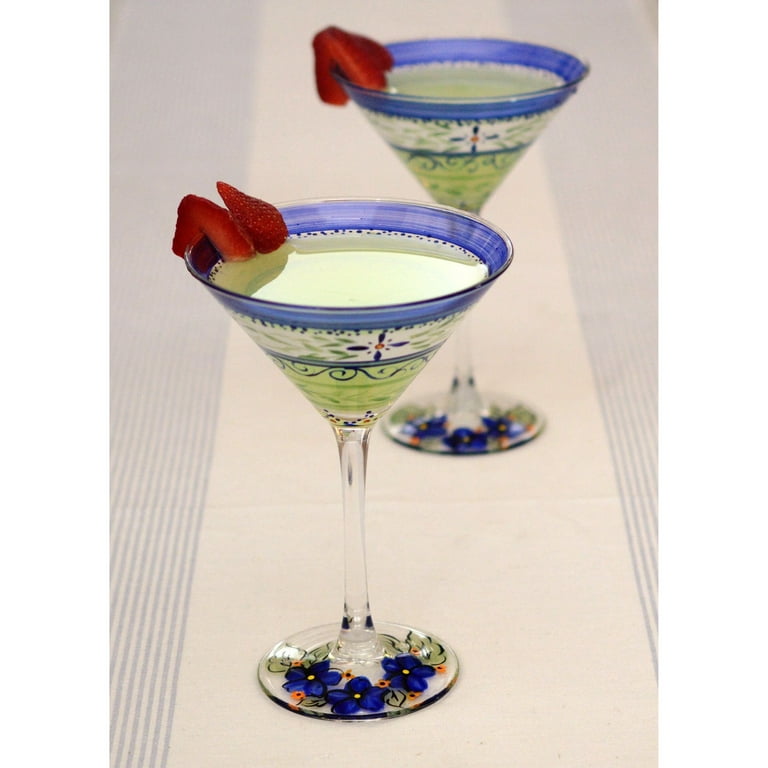 Hand Painted Martini Glasses - for Lemons Drops (Set of 2)
