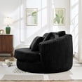 thumbnail image 4 of NkurdSu 61" Oversized Boneless Round Chair, Indoor Deep Seat Cloud Chaise Lounge with 5 Pillows, No Assembly Accent Barrel Chair for Living Room, Bedroom, Black Corduroy, 4 of 6