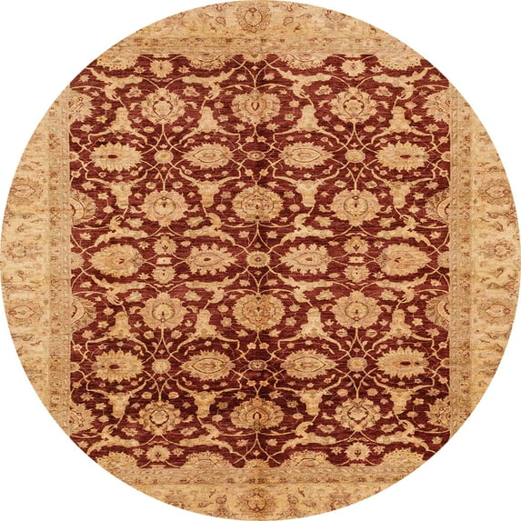 Ahgly Company Indoor Round Abstract Orange Oriental Area Rugs, 6' Round