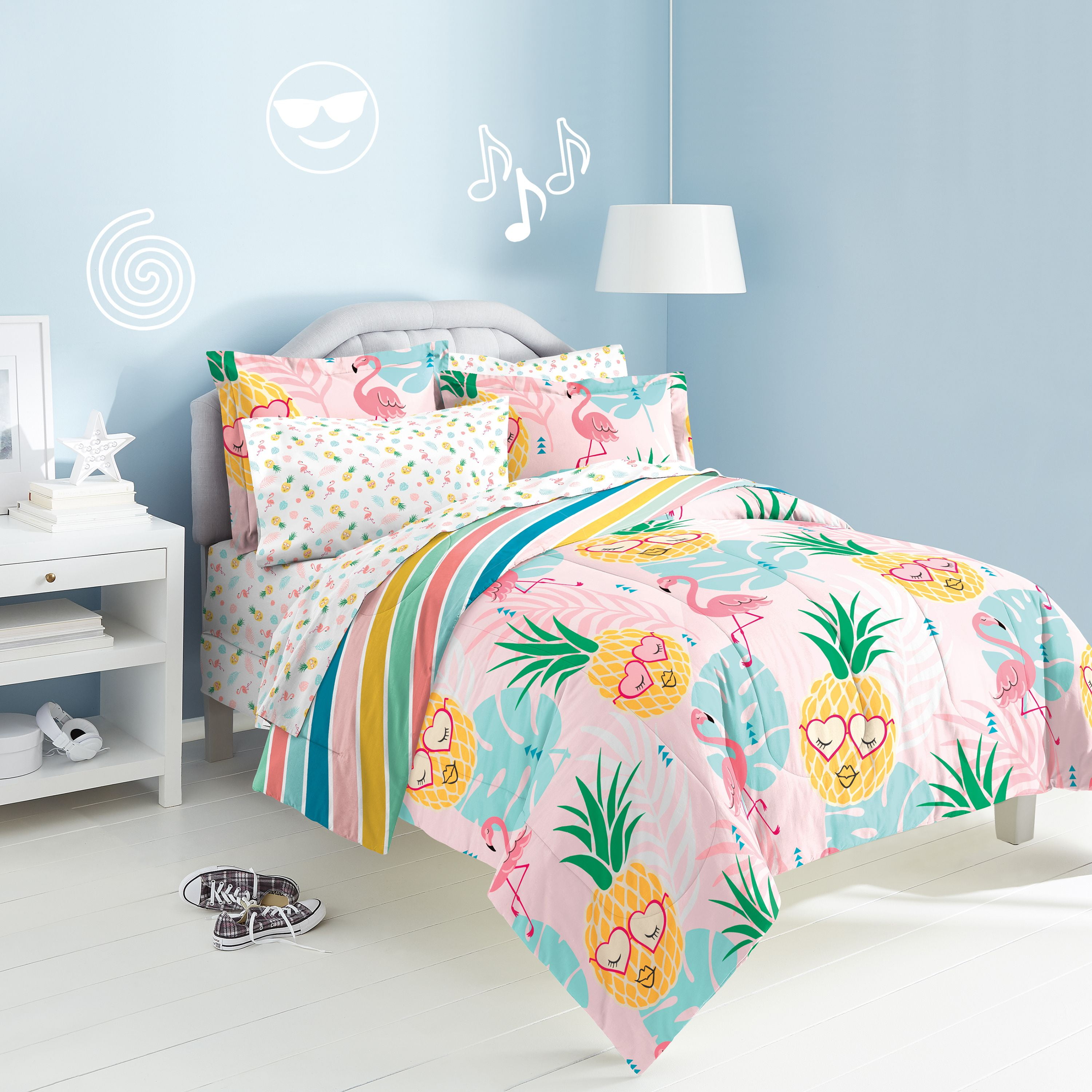 Dream Factory Pineapple Twin 2 Piece Comforter Set Polyester Cotton Pink