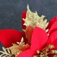 thumbnail image 6 of Artificial Christmas Flowers, 12 Piece 5.51inch Glitter Poinsettias Xmas Tree Decoration Ornaments, Red Gold Christmas Flower for DIY Wreath Garland Holiday Home Party Wedding New Year Decor, 6 of 8