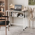 thumbnail image 4 of Ktaxon Wood Folding Computer Desk Office Laptop PC Work Table Home Drawer & Keyboard Tray, Gray, 4 of 6