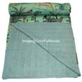 thumbnail image 4 of Indian Handmade Animal Print Cotton kantha Quilt, Village art gudri,Hand Stitch Quilt ,Bedspread, Blanket Size ( Single 60" x 90" ), 4 of 5