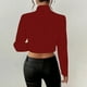 thumbnail image 5 of Tops de trabajo para mujer,Blusa de mujer, jersey de manga larga con cuello vuelto, abrigo de poliéster con botones, cuello en V, estilo informal, para uso diario en casa, sopatenor, 5 of 9