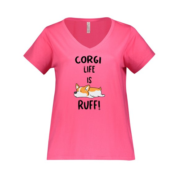Inktastic Corgi Life is Rough Women's Plus Size V-Neck T-Shirt