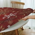 thumbnail image 4 of Red Gold Snowflakes Christmas Round Fitted Tablecloth with Elastic Fitted Table Covers for Round Tables 57"-66" ,24jl03caA12, 4 of 7