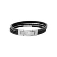 thumbnail image 3 of Pulsera Fossil JF03322040 de piel negra para hombre, 19-19,5 cm, 3 of 4