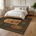 thumbnail image 3 of ODIKA 6'x9' Washable Area Rug Non-Slip, Chair-Friendly, Warm Earth Tones Botanical Design Intricate Nature Motifs with Mystical for Dining Room, Under Table, Office Décor, 3 of 7