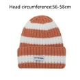 thumbnail image 2 of Beanie Hats for Men Women, Vertical Stripes Thick Two-Color Knitted Hat Double-Color Fabric for Winter-Orange, 2 of 6