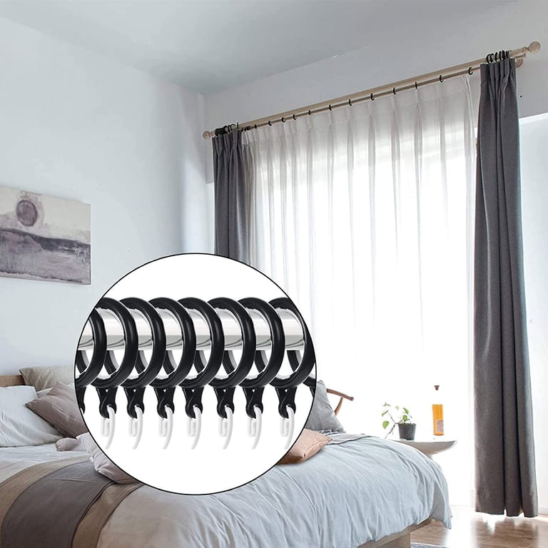 50 Pcs Stainless Steel Curtain Rings With Pin Hooks - 1.18 Inch Inner Diameter, Silver, No-Tool Installation