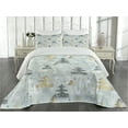 thumbnail image 2 of Ambesonne Nature Quilted Coverlet 3 Pcs, Retro Soft Pine Tree, King Size, Blue Grey and Dark Mustard, 2 of 4