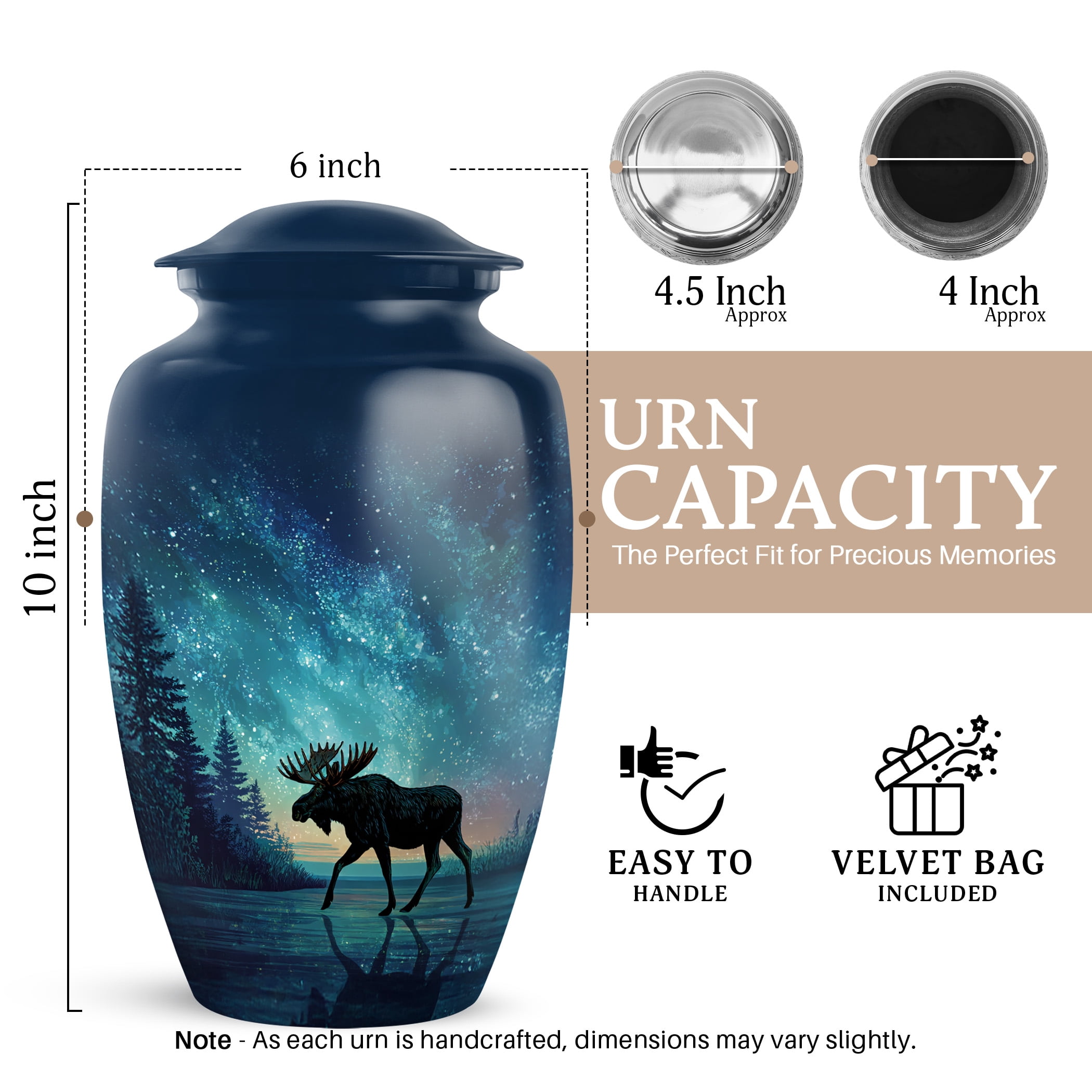 JAGSHASHI Moose Urns for Human Ashes Adult Man - 10 Inch Moose Cremation Handmade Urn for Human Ashes, Moose Purple Urns for Adult Man, Pet Urn for Dogs ( Rainbow, 200 Cubic Inches)
