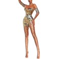 thumbnail image 3 of Vestido de verano para mujer, con lentejuelas y hombros descubiertos, sexy, de malla, con perspectiva, vestido de noche largo, 3 of 4