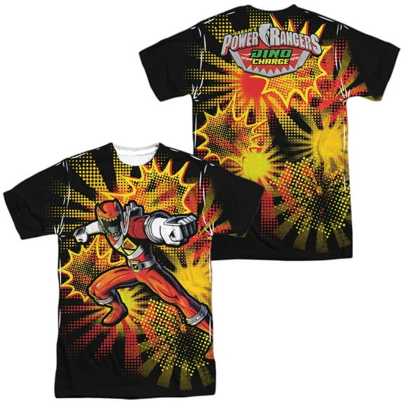 Power Rangers Red Ranger Burst Unisex Adult Sublimated Costume T Shirt (Front/Back), Large
