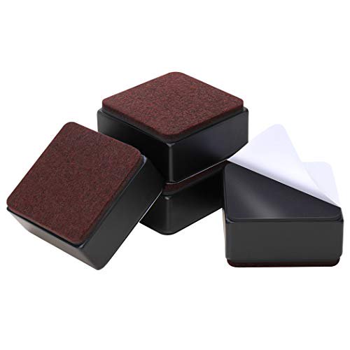 Ezprotekt 1.2 Inch Bed Risers - Solid Steel Bed or Furniture Post, Creates an Additional 1.2" of Height or Storage! Heavy-Duty Table, Chair, Desk or Sofa Riser (Square,1.2 Inch Black)