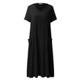 thumbnail image 4 of Fimkaul Women's Dresses Casual Long Sleeve V-Neck Winter Fall Plus Size Spring Summer Causal With Pocket Fashion Dress Black 5XL, 4 of 5