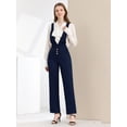 thumbnail image 3 of Unique Bargains Women's Wide Leg Jumpsuit, Dark Blue, L, 3 of 5