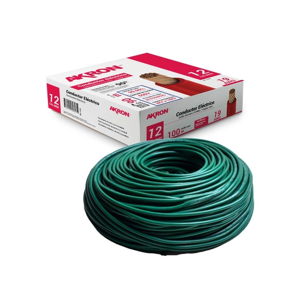 Cable De Cobre Akron Calibre 12 90mts Verde