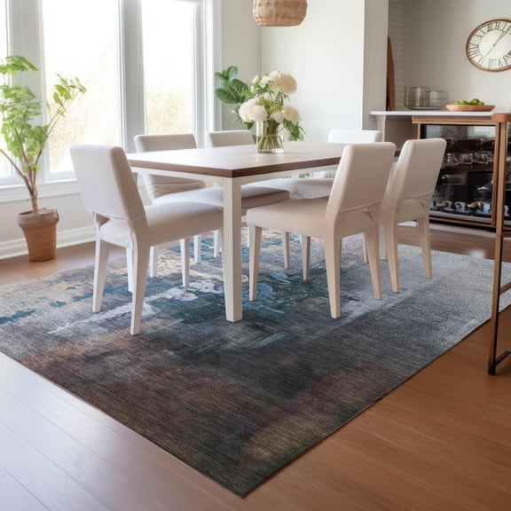 Addison Rugs Chantille Indoor/Outdoor Transitional Abstract Blue Machine Washable Rectangle Rug, 10' x 14'