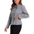 thumbnail image 4 of Abrigo de invierno de mujer Inspire Chic con contraste, cuello de solapa, bolsillo y botón simple, talla XL, gris, 4 of 6