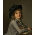 thumbnail image 2 of Marie Victoire Lemoine 20x23 Black Ornate Framed Double Matted Museum Art Print Titled: Portrait of a Boy, in a Black Hat, Leaning on a Portfolio, 2 of 5