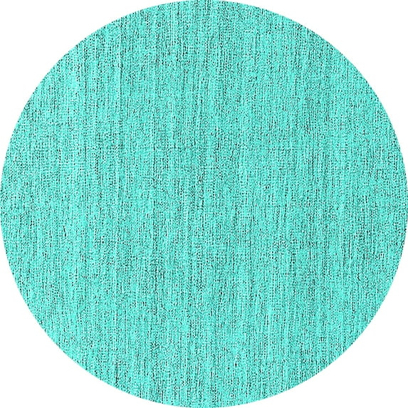 Ahgly Company Machine Washable Indoor Round Oriental Turquoise Blue Industrial Area Rugs, 5' Round