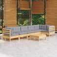 thumbnail image 1 of vidaXL 7 Piece Garden Lounge Set with Grey Cushions Pinewood, 1 of 4