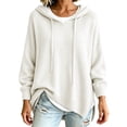 thumbnail image 5 of Womens Sweaters with Hood Long Sleeve Knit Warm Oversized Casual Fall Winter Pullover Sweaters White M, 5 of 9