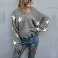 thumbnail image 2 of Aoochasliy Womens Sweaters Clearance Pullover Cardigan Solid Color V-Neck Knit Tops, 2 of 5