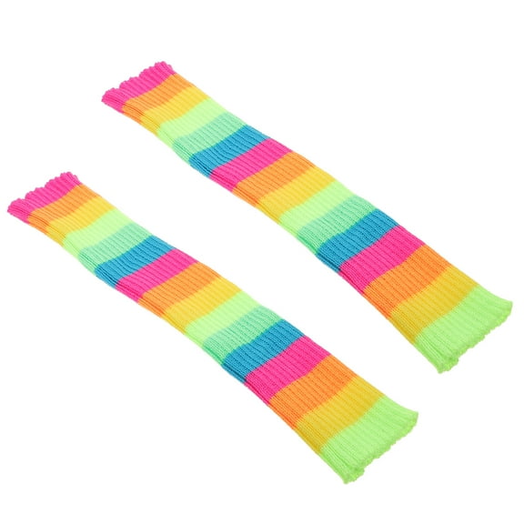 Pretyzoom 1Pair Warm and Stylish Multi Color Crochet Leg Warmers for Outdoor and Indoor Use