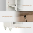 thumbnail image 4 of WAMPAT Buffet Server Table, Accent Sideboard with Storage & Glass Door,Console Table for Kitchen, Dining Room, and Living Room, White & Oak, 33.9", 4 of 7