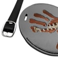 thumbnail image 2 of Hand Print Football Get a Grip Round Leather Luggage Card Suitcase Carry-On ID Tag, 2 of 8
