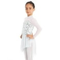 thumbnail image 4 of YIZYIF Kids Girls Sparkly Sequins Modern Dance Figure Skating Dress Long Sleeve Irregular Hem Ballerina Performance Costume White 12, 4 of 7