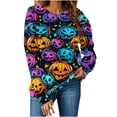 thumbnail image 5 of Plus Size Women's Halloween Graphic Sweatshirts Crew Neck Long Sleeve Comfortable, 5 of 5
