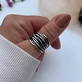 thumbnail image 5 of SS DESIGNS Chunky Silver Multi Layer Band Signet Ring, Thumb Weaved Layered Ring, 5 of 10