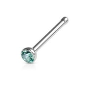 MoBody 18G -20G 316L Surgical Steel Nose Bone Stud Ring Assorted Color Cubic Zirconia Body Piercing Jewelry (18G (1.0mm), Aqua CZ)