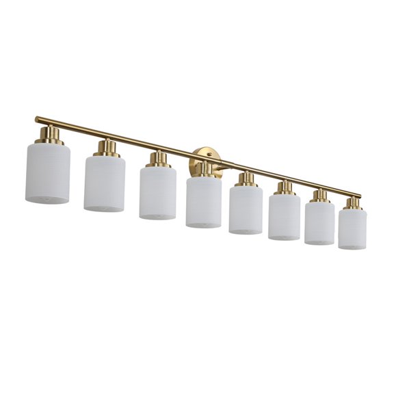 52" Modern 8-Light Vanity Wall Sconce,Gold Bathroom Vanity Light Fixture Over Mirror, Frosted Glass Vanity Lights for Bathroom, Hallway, Powder Room, Bathroom Lights Over Mirror (Bulbs Not Included)