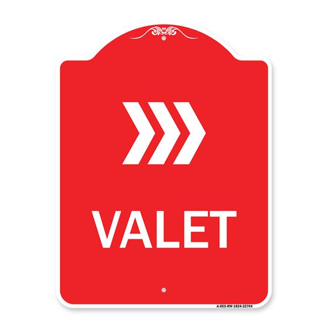 SignMission A-DES-RW-1824-22744 18 x 24 Po Signe de la Série Designer - Valet Flèche Droite &44; Rouge & Blanc