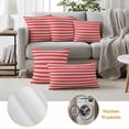 thumbnail image 6 of Boho Red Stripe Outdoor Waterproof Pillow Covers, Abstract Geometric White Minimalist Decorative Square Throw Pillowcase Sofa Cushion Sham for Patio/Couch/Chair, 20"x20" 2 Pack, 6 of 8