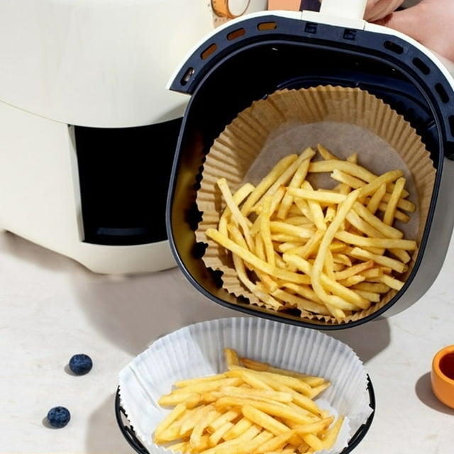 Neinkie 50Pcs/Set Air Fryer Disposable Paper Liner, Non-stick Disposable Air Fryer Liners, Baking Paper for Air Fryer Oil-proof, Water-proof, Parchment for Baking Roasting Microwave