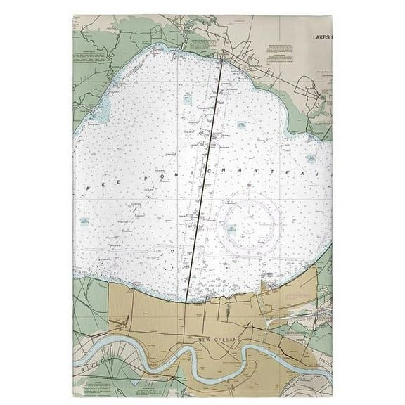 Betsy Drake GT11369 Lake Pontchartrain & Majrepas, LA Nautical Map Guest Towel