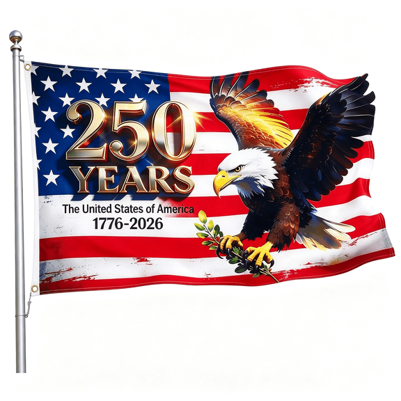 AUQ 250 Anniversary Usa Flag ,America 250Th Anniversary Merchandise ,4Th of July Decorations,1776-2026 Flags-Waterproof&Fade Resistant Patriotic Banner for Indoor Outdoor Garden Decoration