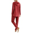 thumbnail image 5 of THDHVS Womens Sets 2 Piece Outfits,Casual Outfits for Women,Women Round Neck Long Sleeve Hooded Sweatshirt with Pocket and Elastic Waist Sports Pants 2 Piece Set for Athletic Red S, 5 of 6