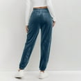 thumbnail image 6 of Lenpel Women's Velour Joggers Soft Casual Elastic High Waisted Tapered Velvet Sweatpants Comfy Lounge Pants with Pockets(Blue,Medium), 6 of 6