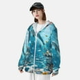 thumbnail image 3 of Fotbe Underwater Dolphin Scene Chaqueta con Protección Solar UPF 50+ para Hombre y Mujer, Camisa con Capucha y Bolsillos-Small, 3 of 7