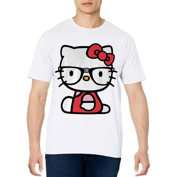 Hello Kitty Nerd Glasses Tee Shirt T-Shirt, White Color, Size S