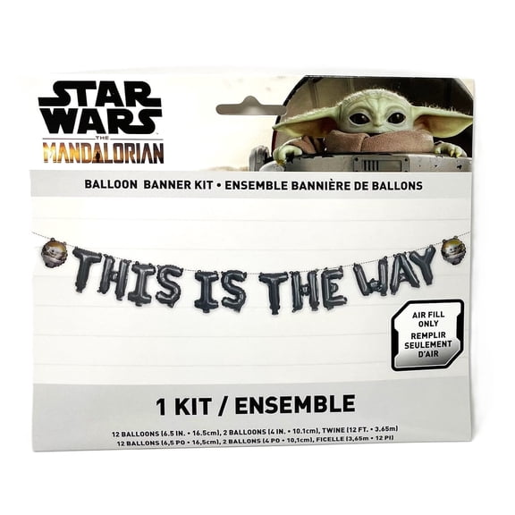 THIS IS THE WAY - Star Wars Baby Yoda Foil Balloon Letter Party Banner Decoration - 16 Piece Kit