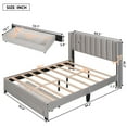 thumbnail image 3 of Leumius Queen Size Platform Bed with A Storage Drawer,Velvet Upholstered Bed Frame with Wingback Vertical Channel Tufted Headboard,Gray, 3 of 8