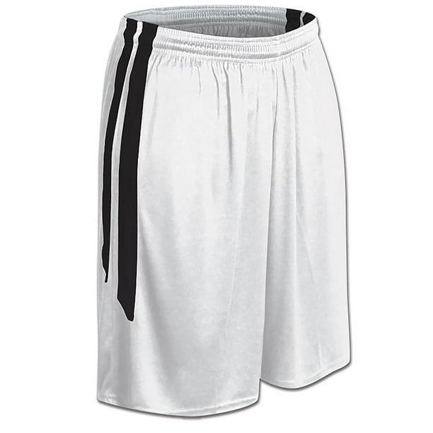 Muscle Basketball Shorts, Youth Small, White with Black Stripes